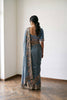 Elegant Ice Blue Soft Moss Chiffon Embroidery Cutwork Saree for Women