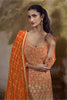 Gorgeous Orange and Rani Pink Georgette Heavy Embroidered Designer Salwar Suit with Dupatta
