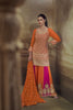Gorgeous Orange and Rani Pink Georgette Heavy Embroidered Designer Salwar Suit with Dupatta