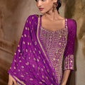 Stunning Purple and Rani Pink Heavy Embroidered Designer Salwar Suit with Dupatta