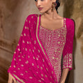 Stylish Rani Pink and Purple Heavy Embroidered Designer Salwar Suit with Dupatta