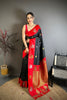 Stunning Black Soft Silk Jacquard Work Designer Saree for Women