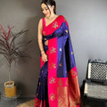Royal Blue Soft Silk Jacquard Work Designer Saree for Women