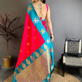 Vibrant Red Soft Silk Jacquard Work Designer Saree for Women