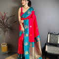 Vibrant Red Soft Silk Jacquard Work Designer Saree for Women