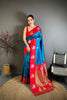 Adorable Blue Soft Silk Jacquard Work Designer Saree for Women