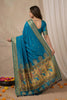 Elegant Teal Blue Paithani Silk Zari Weaving Work Saree for Women