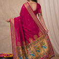 Stunning Magenta Paithani Silk Zari Weaving Work Designer Saree for Women