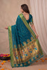 Stylish Teal Blue Paithani Silk Zari Weaving Work Designer Saree for Women