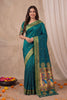 Stylish Teal Blue Paithani Silk Zari Weaving Work Designer Saree for Women