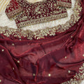 Stunning Maroon Fendy Silk Embroidery Work Saree for Women