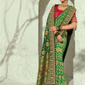 Stunning Green Pure Georgette Saree with Moti Cut-Dana Heavy Handwork for Women