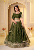 Regal Olive Green Crunchy Silk Designer Lehenga Choli with Golden Embroidery Work and Dupatta