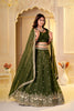 Regal Olive Green Crunchy Silk Designer Lehenga Choli with Golden Embroidery Work and Dupatta