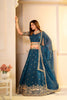 Captivating Teal Blue Crunchy Silk Designer Lehenga Choli with Golden Embroidery Work and Dupatta