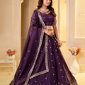 Enchanting Wine Crunchy Silk Designer Lehenga Choli with Golden Embroidery Work and Dupatta