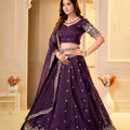 Enchanting Wine Crunchy Silk Designer Lehenga Choli with Golden Embroidery Work and Dupatta