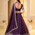 Enchanting Wine Crunchy Silk Designer Lehenga Choli with Golden Embroidery Work and Dupatta