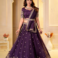 Enchanting Wine Crunchy Silk Designer Lehenga Choli with Golden Embroidery Work and Dupatta
