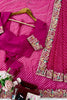 Beautiful Magenta Faux Georgette Bandhani Print Thread Sequins Embroidery Saree for Women