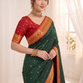Elegant Dark Green Soft Silk Paithani Woven Designer Saree for Women
