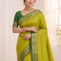 Graceful Lime Green Soft Silk Paithani Woven Designer Saree for Women