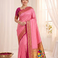 Beautiful Pink Soft Silk Paithani Woven Designer Saree for Women