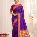 Lovely Purple Soft Silk Paithani Woven Designer Saree for Women