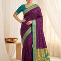 Wonderful Purple Soft Silk Paithani Woven Designer Saree for Women