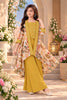 Radiant Mustard Yellow Floral Printed Cotton Palazzo Suit with Embroidered Shrug for Girls