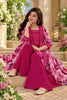 Vibrant Rani Pink Floral Printed Designer Palazzo Suit with Embroidered Shrug for Girls