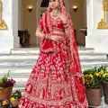 Stylish Red Premium Silk Designer Lehenga Choli with Embroidery Work and Dupatta for Women