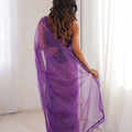 Stylish Purple Heavy Soft Net Sequin Embroidery Saree for Women