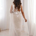 Premium White Heavy Soft Net Sequin Embroidery Saree for Women