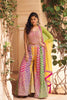 Vibrant Multicolor Chinon Silk Designer Palazzo Suit with Heavy Embroidery Work and Contrast Dupatta