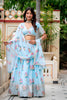 Radiant Sky Blue Georgette Floral Printed Designer Lehenga Choli with Dupatta for Women