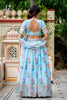 Radiant Sky Blue Georgette Floral Printed Designer Lehenga Choli with Dupatta for Women