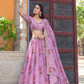 Charming Pink Georgette Floral Printed Designer Lehenga Choli with Dupatta for Women