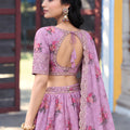 Charming Pink Georgette Floral Printed Designer Lehenga Choli with Dupatta for Women