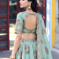 Refreshing Mint Green Georgette Floral Printed Designer Lehenga Choli with Dupatta for Women