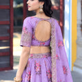 Enchanting Lavender Georgette Floral Printed Designer Lehenga Choli with Dupatta for Women