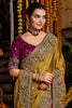 Premium Mustard Yellow Pure Tissue Saree Heavy Beads and Sequin Handwork for Women