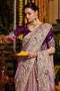 Premium Purple Pure Tissue Saree Heavy Beads and Sequin Handwork for Women