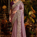 Premium Purple Pure Tissue Saree Heavy Beads and Sequin Handwork for Women