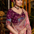 Beautiful Rani Pink Pure Tissue Saree Heavy Beads and Sequin Handwork for Women