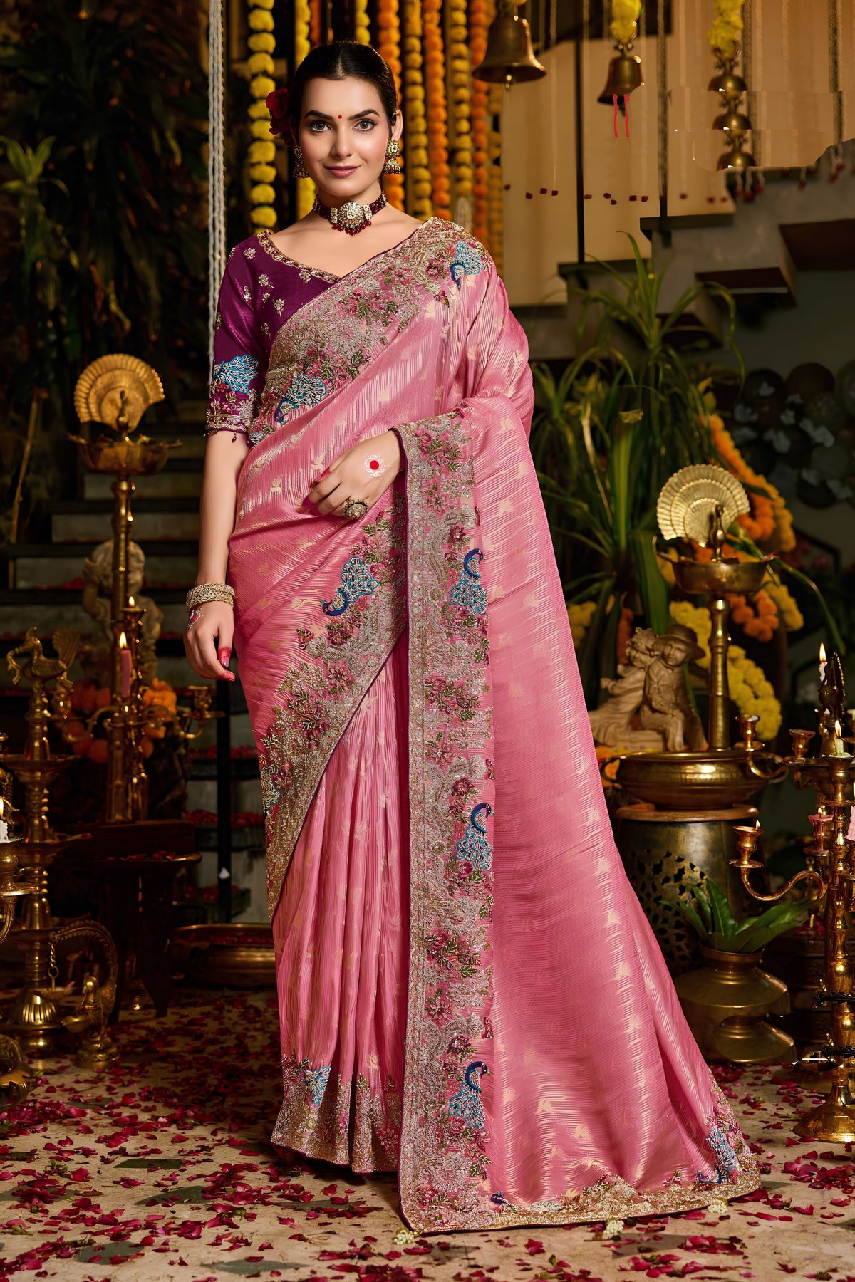 Elegant Cream Pure Tissue Saree Heavy Beads and Sequin Handwork for Women