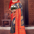 Majestic Navy Blue Patola Silk Saree with Jacquard Work for Women