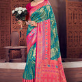 Stunning Teal Green Patola Silk Saree with Jacquard Work for Women