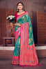 Stunning Teal Green Patola Silk Saree with Jacquard Work for Women
