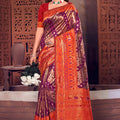 Royal Purple Patola Silk Saree with Jacquard Work for Women